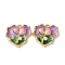 Light Gold Tone Alloy Enamel Pendants, Heart Flower Charms, with ABS Imitation Pearl, Rack Plating, Colorful, 23x24.5x6.5mm, Hole: 2.2mm