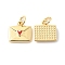 Rack Plating Brass Charms with Jump Ring, with Enamel, Long-Lasting Plated, Real 18K Gold Plated, Cadmium Free & Lead Free, Envelope, Red, 10.5x11x2mm, Hole: 3mm