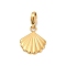 304 Stainless Steel Pendant Decorations, with Lobster Claw Clasp, Ion Plating(IP), Shell Shape, Real 14K Gold Plated, 25.5mm
