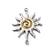 Two Tone 304 Stainless Steel Sun Connector Charms, Golden & Stainless Steel Color, 43.5x32.5x2mm, Hole: 2.5mm