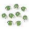 Glass Beads, with Golden/Platinum Tone Brass Ends, Oval, Green, 8x6mm, Hole: 1.2mm, about 50pcs/strand, 15.94 inch(40.5cm)