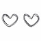 Non-Tarnish 304 Stainless Steel Linking Rings, Heart, Stainless Steel Color, 15x17x3.5mm, Hole: 7x13mm