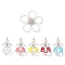2Pcs 2 Styles Glass Seed Bead Pendants, Flower & Angel, with Alloy Wing and Baking Painted Glass Pearl Round Beads, Mixed Color, 38x6mm, Hole: 2mm