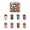 Alloy Enamel Pendants, DIY Accessories, Pineapple, Golden, Mixed Color, 21x13x3mm, 8 colors, 4pcs/color, 32pcs/Box