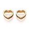 Brass Micro Pave Colorful Cubic Zirconia Bead Frame, Heart, Real 18K Gold Plated, 12.5x13x5mm