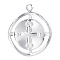 Non-Tarnish Stainless Steel Pendants, Flat Round with Cross, Stainless Steel Color, 17x14mm, Hole: 1mm