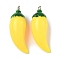 Opaque Acrylic Pendants, Pepper, with with Platinum Iron Loops, Yellow, 38x13mm, Hole: 2mm