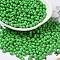 6/0 Opaque Baking Paint Glass Seed Beads, Teardrop, Green, 4.5~5x4x3~3.5mm, Hole: 0.9mm, about 125pcs/10g