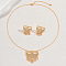 Elegant Middle Eastern Style Brass Micro Pave Cubic Zirconia Earrings & Necklaces Set for Women, Golden