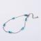 304 Stainless Steel Chain Anklets, with Synthetic Turquoise Beads, 9-1/4 inch(235mm)