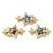 Rack Plating Brass Micro Pave Cubic Zirconia Star Connector Charms, with Enamel & Shell, Real 18K Gold Plated, Long-Lasting Plated, Lead Free & Cadmium Free, Mixed Color, 16x24x4mm, Hole: 1.4mm