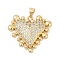 Brass Micro Pave Cubic Zirconia Pendants, Cadmium Free & Lead Free, Heart Charms, Real 18K Gold Plated, 24.5x27x5mm, Hole: 4x3.5mm