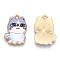Printed Alloy Pendants, Light Glod, Cat Charms, Light Steel Blue, 21x14.5x1.5mm, Hole: 1.4mm