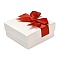 Square Cardboard Jewelry Set Box, with Polyester Bowknot Lid, Jewelry Storage Case with Velvet Sponge Inside, for Necklaces, Earrings, Rings, Red, 7.5x7.4x4.2cm