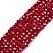 Electroplate Glass Beads Strands, Pearl Luster Plated, Faceted, Rondelle, Dark Red, 2.9~3.3x2mm, Hole: 0.8mm, about 144~150pcs/strand, 35~37cm