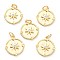 Brass Micro Pave Clear Cubic Zirconia Pendants, Long-Lasting Plated, Flat Round with Sun, Real 18K Gold Plated, 17x15x2mm, Hole: 3.5mm