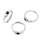Hand with Heart Natural Dyed & Heated Black Agate Agate Adjustable Rings, Brass Ring for Women, Long-Lasting Plated, Lead Free & Cadmium Free, Inner Diameter: 18mm