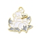 Alloy Enamel Pendants, Golden, Nine-tailed Fox Charm, Gray, 27x23.5x1.5mm, Hole: 2mm