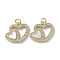 Brass Micro Pave Cubic Zirconia Pendants, Cadmium Free & Lead Free, with Shell, Heart, Real 18K Gold Plated, 15.5x18x3mm, Hole: 3mm