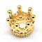 Rack Plating Brass Micro Pave Cubic Zirconia Beads, Crown, Large Hole Beads, Long-Lasting Plated, Cadmium Free & Lead Free, Golden, 11x7mm, Hole: 6mm
