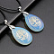 Opalite Pendant Necklaces, Imitation Leather Cord Necklaces for Women, 17.72 inch(45cm)