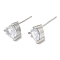 Crystal Rhinestone Heart Stud Earrings, Rack Plating Brass Earrings, Lead Free & Cadmium Free, Platinum, 7x7.5mm