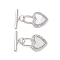 Shell Toggle Clasps, with Brass Findings, Cadmium Free & Nickel Free & Lead Free, Heart, Platinum, Bar: 14.5x4x2mm, Hole: 1.5mm, Heart: 18x12x2mm, Hole: 6.5x3.5mm