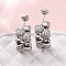 Brass Micro Pave Clear Cubic Zirconia Stud Earrings, Heart, Cadmium Free & Lead Free, Rack Plating, Long-Lasting Plated, Platinum, 19x25x10.5mm