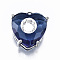 Transparent Faceted Glass Pendants, with Brass Prong Settings, Heart with Eye, Platinum, Blue, 16.5x15x10mm, Hole: 2mm