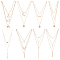 8Pcs 8 Style Alloy Cable Chains 3 Layer Necklaces Set, Triangle & Bar & Horn & Ring Charms Stackable Necklaces for Women, Golden, 14.17 inch(36cm)~18.31 inch(46.5cm), 1Pc/style