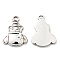 Non-Tarnish 304 Stainless Steel Pendants, Manual Polishing, Christmas Theme, Snowman Charms, Stainless Steel Color, 19x14x2mm, Hole: 1.6mm