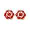 Dyed Natural White Jade Pendants, 304 Stainless Steel Enamel Flower Charms, Real 18K Gold Plated, PVD Vacuum Plating, Red, 22x22.5x5mm, Hole: 1.4mm