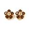 Brass Micro Cubic Zirconia Multi-Strand Links, Flower, Real 18K Gold Plated, Sienna, 11x12x7mm, Hole: 1.6mm