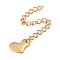 304 Stainless Steel Chain Extender, Curb Chain, with 202 Stainless Steel Charms, Heart, Golden, 63mm, Link: 3.7x3x0.5mm, Heart: 8.5x11x1mm