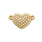 304 Stainless Steel Connector Charms, Heart Links, with White ABS Plastic Imitation Pearl, Ion Plating(IP), Real 18K Gold Plated, 13.5x22x3.5mm, Hole: 1.6mm