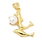 Rack Plating Brass Pendants, with ABS Imitation Pearl, Long-Lasting Plated, Lead Free & Cadmium Free, Real 18K Gold Plated, Dolphin, 22.5x17x6.5mm, Hole: 4.5x3mm
