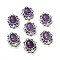 Brass Pave Natural Amethyst Multi-Strand Links, Platinum, Oval, 18x15.5x10mm, Hole: 1.6mm and 2mm