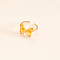 Butterfly Brass Glass Cuff Rings, Golden, Gold, Inner Diameter: Adjustable