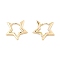 Brass Hoop Earrings, Star, Light Gold, 14.5x15.5x2mm