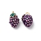 Real 18K Gold Plated Tone Brass Enamel Charms, Cadmium Free & Nickel Free & Lead Free, Grape Charm, Purple, 12x8x7mm, Hole: 1.5mm