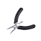 40cr13 Stainless Steel Flat Nose Pliers, Mini Jewelry Pliers, with Black Handle, Stainless Steel Color, 9.3x8.5x1.25cm