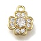Rack Plating Brass Micro Pave Cubic Zirconia Charms, Cadmium Free & Nickel Free & Lead Free, Long-Lasting Plated, Clover, Real 14K Gold Plated, 9x7.5x3mm, Hole: 1.2mm