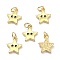 Real 18K Gold Plated Brass Enamel Charms, with Jump Rings, Long-Lasting Plated, Star with Eye, Yellow, 13x10.5x2mm, Jump Ring: 5x1mm, 3mm Inner Diameter