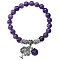 8mm Natural Amethyst Stretch Bracelets, Tree of Life Alloy Charm  Bracelets for Women Men, Antique Silver
