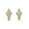 Brass Micro Pave Clear Cubic Zirconia Fold Over Clasps, Cadmium Free & Nickel Free & Lead Free, Rhombus, Real 14K Gold Plated, 11x5x7.5mm