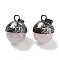 Natural Rose Quartz Sphere Pendants, Rack Plating Antique Silver Plated Brass Round Charms, Cadmium Free & Lead Free, 24~27x19.5x20mm, Hole: 6x4mm