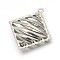 Tarnish Resistant Original Color Hollow Rhombus 304 Stainless Steel Pendants, Stainless Steel Color, 25.5x23x6.5mm, Hole: 1.5mm