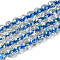 Crackle Transparent Glass Beads Strands, Round, with Gold Foil, Dodger Blue, 8~8.5mm, Hole: 0.8~0.9mm, about 103~105pcs/strand, 30.51 inch(77.5~78.5cm)