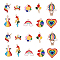 50Pcs 10 Style Alloy Enamel Pendants, Light Gold, Rainbow & Meteor & Word & Flower & Balloon & Round & Heart & Unicorn, Mixed Color, 16.5~28x13~23x1~3mm, Hole: 2mm, 5pcs/style