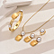 Rectangle 201 Stainless Steel & Imitation Pearl
Bangle & Earrings & Necklaces & Rings Sets for Women, Golden